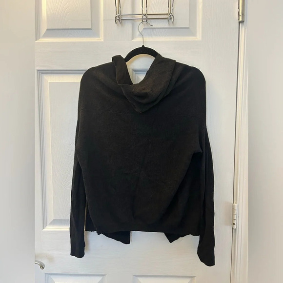 LULULEMON Sundown Open Front Hooded Ribbed Cardigan Sweater Hoodie Pockets Med - Picture 2 of 3